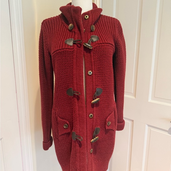 Hanna Andersson Deep Red Toggle Cardigan - Picture 2 of 7